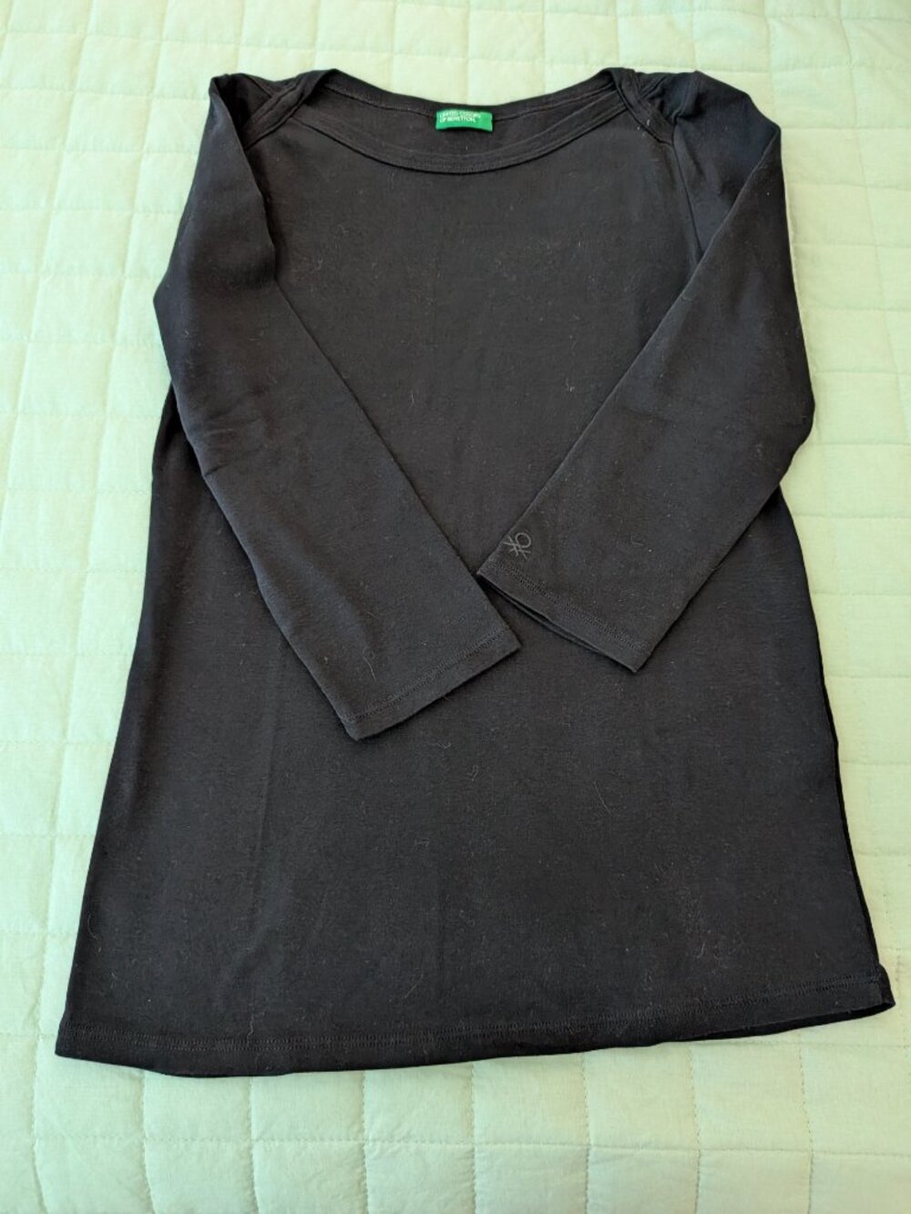 NWOT United Colors of Benetton S 3/4 sleeve cotton boatneck tee